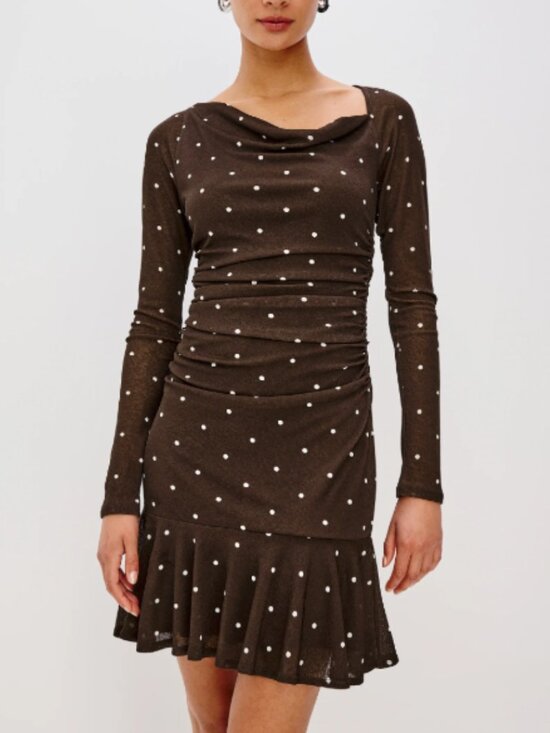 Rails Dresses & Skirts - Rails Celano  Mini Dress Cocoa Polka Dots Ruffle Hem Size M